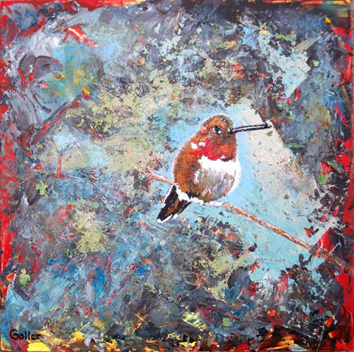 Prints available, original***SOLD***Carrie Goller - Butterball, acrylic 8x8