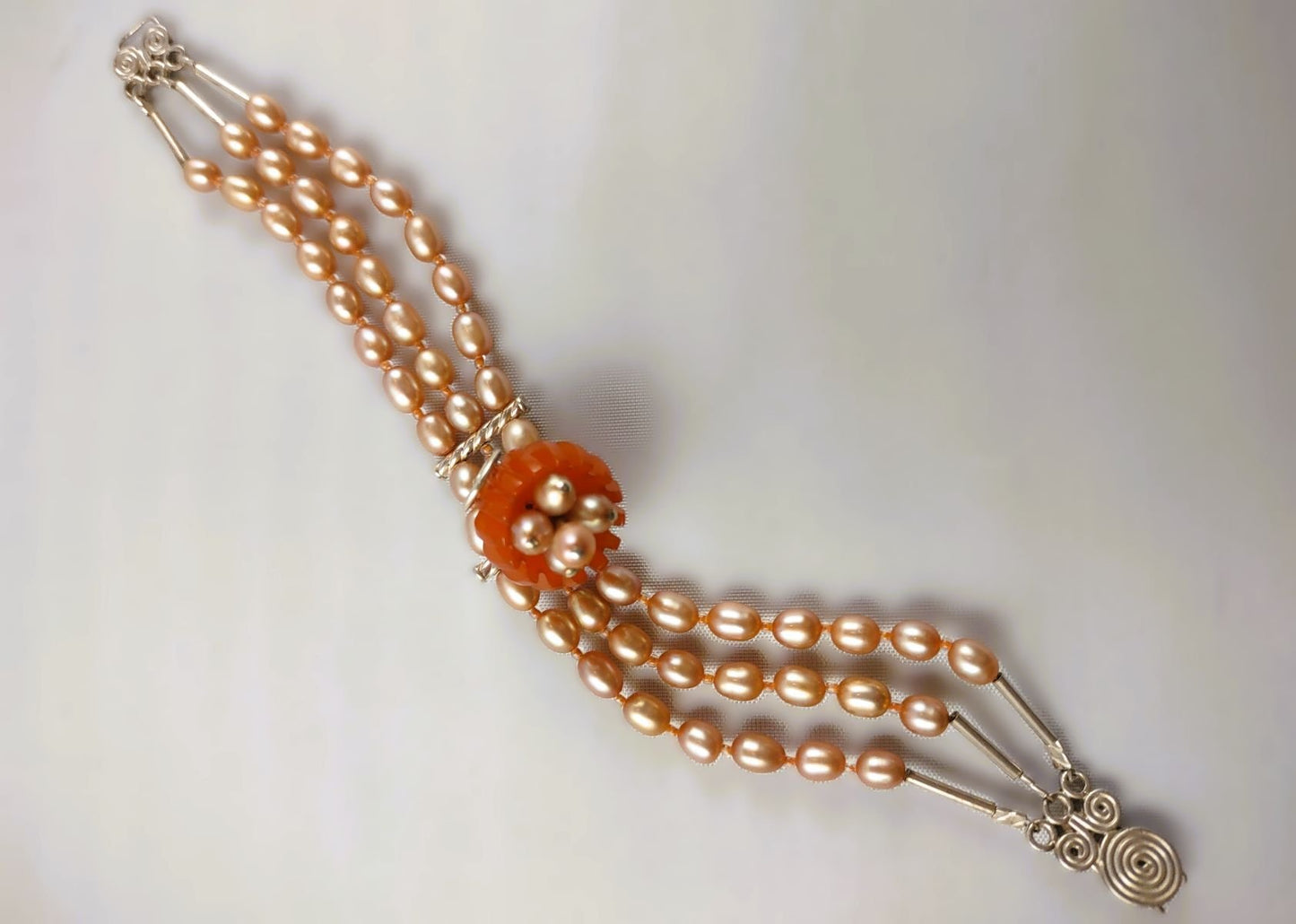 Available Upon Request - B286 Debra Saldivar - Bracelet, Sterling Silver, Freshwater Pearls, Vintage Lucite