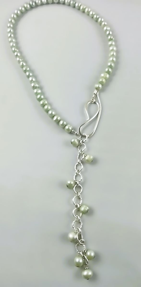 ***SOLD***N989 Debra Saldivar - Necklace Freshwater Pearls, Sterling Silver, Chain