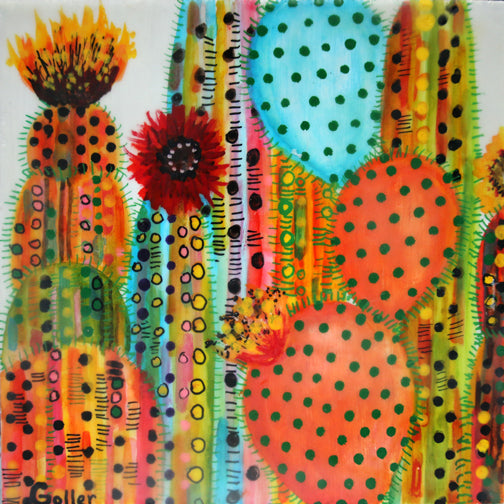 CARRIE GOLLER PRINTS - Cactus Party II, Original size 7"x7"