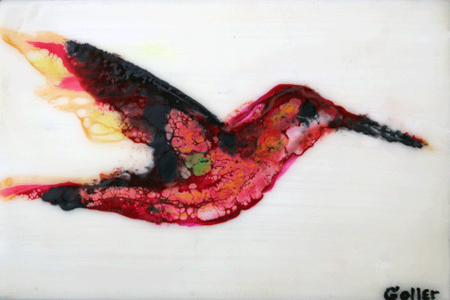 Colibri III---SOLD---- encaustic/mixed media 5x7