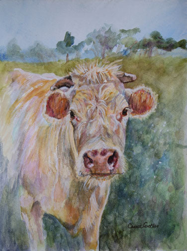 Prints available, original ***SOLD*** Carrie Goller - Camille, original 12x9 watercolor (framed)