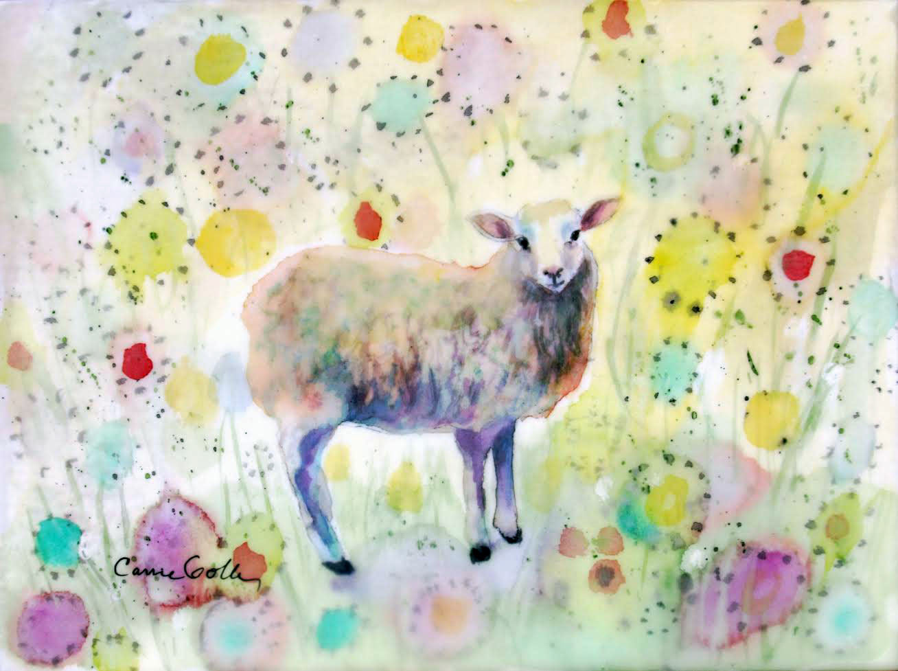 Prints available, original***SOLD***Camouflage IV - Encaustic/Watercolor original - 12x9