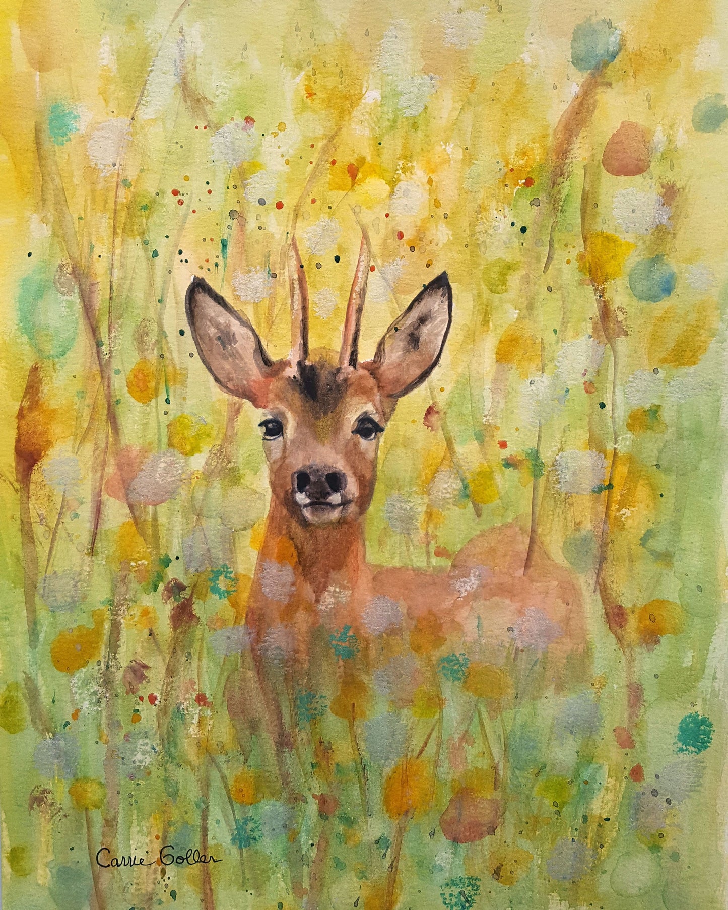 CARRIE GOLLER PRINTS CREATURES - CAMOUFLAGE III   original watercolor, 8x10