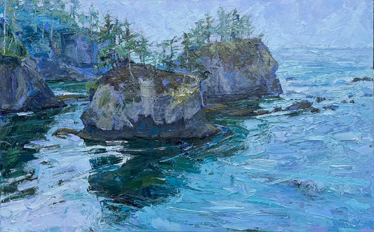 BRIAN MAHIEU - Cape Flattery - Marine Layer Lifting, Oil on Canvas, 30 X 48 X 1.5