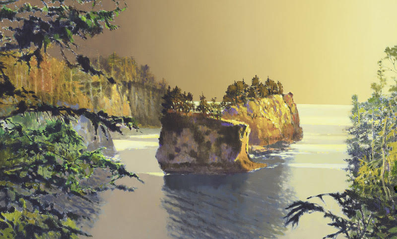 Prints available, original ***SOLD*** Max Hayslette - Cape Flattery in Gold No. 3, HMOC 1693, 26x48
