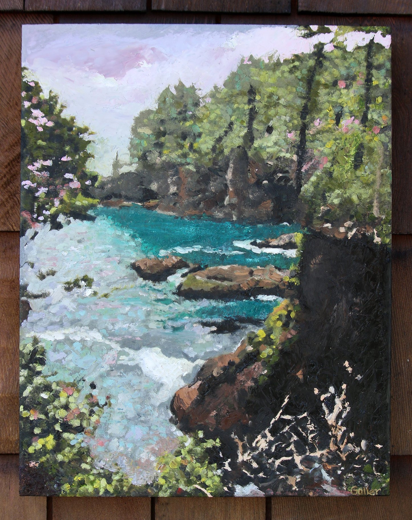 Carrie Goller - Cape Flattery, mixed media (encaustic/oil) 14x11