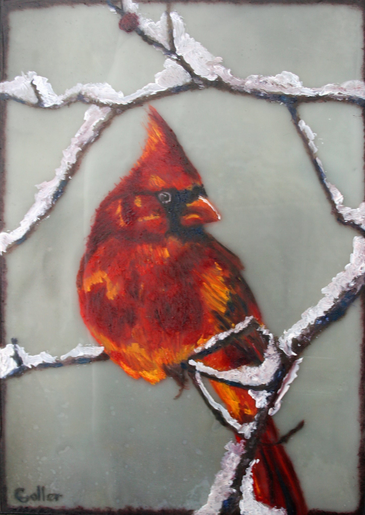***SOLD***Tilda, oil/encaustic on cedar wood block 5x5