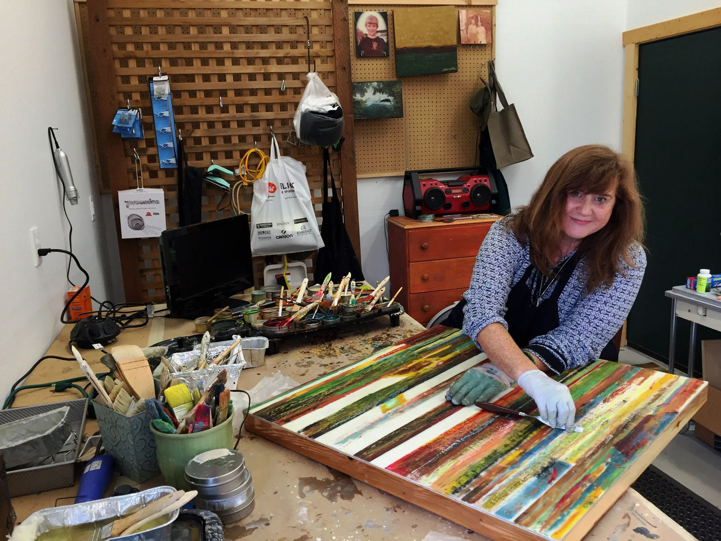 Prints available, original ***SOLD*** Native VII - Encaustic 23 1/2 x 35 1/2 x 2