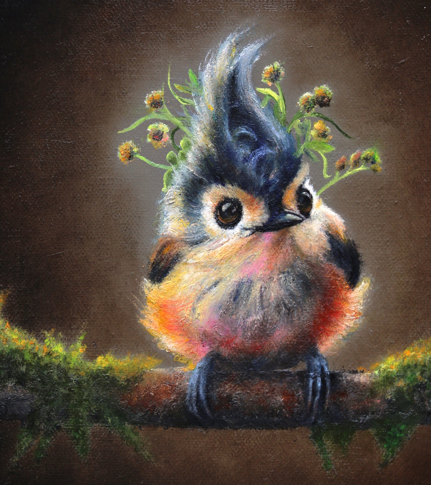 CARRIE GOLLER -Pippin (Floriferous Tufted Titmouse) – Print, Original size 8x10