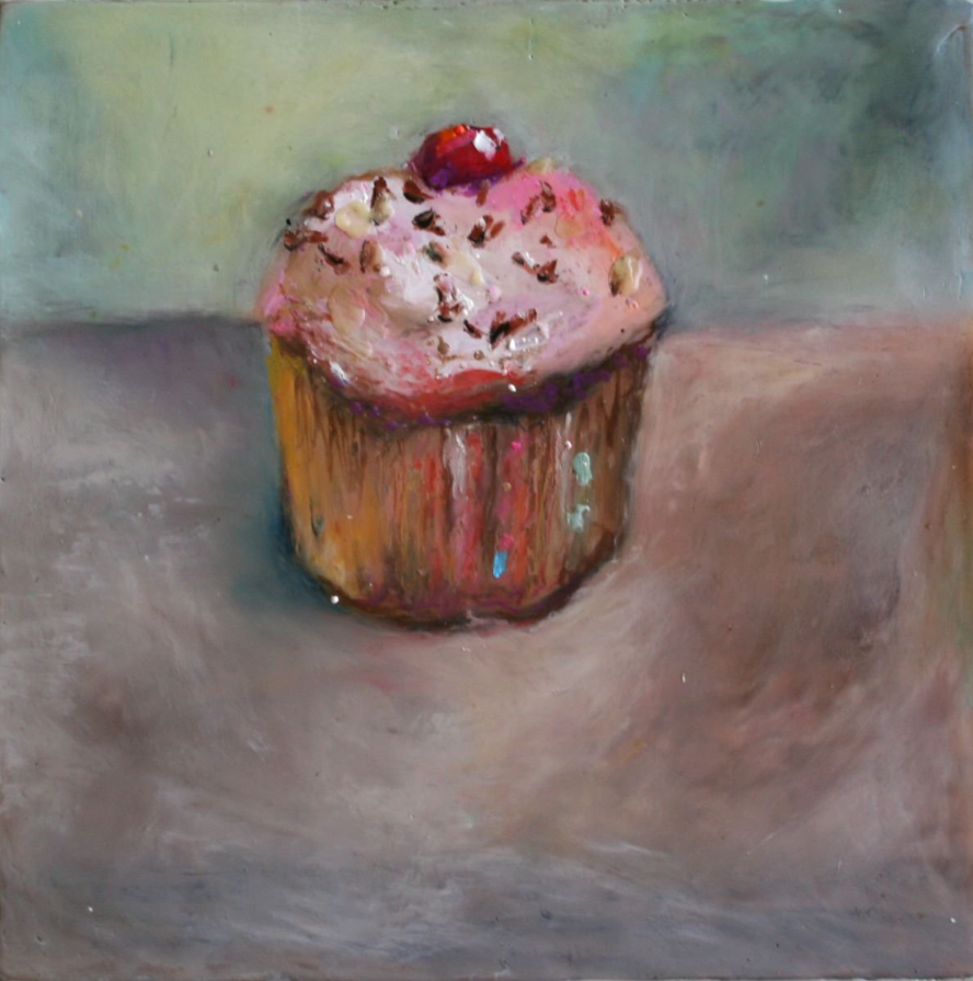 Carrie Goller - Eye Candy XIII, encaustic/mixed media, 9x9