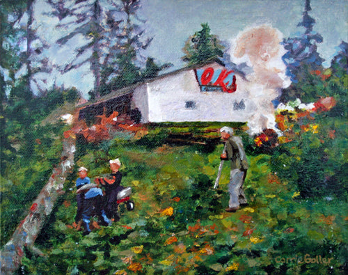 Prints available***SOLD*** View from Agate Pass - Mixed Media - 8x10