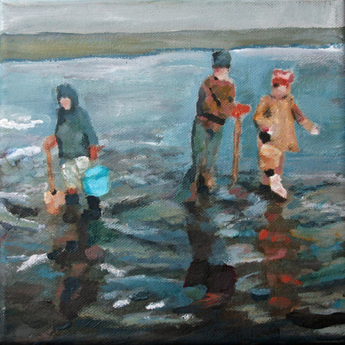 Carrie Goller - Clam Diggers, Mixed Media 8x8 (not for sale)