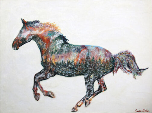 Prints available, original ***SOLD*** CARRIE GOLLER  - Cloud Runner, encaustic / mixed media - 36x48