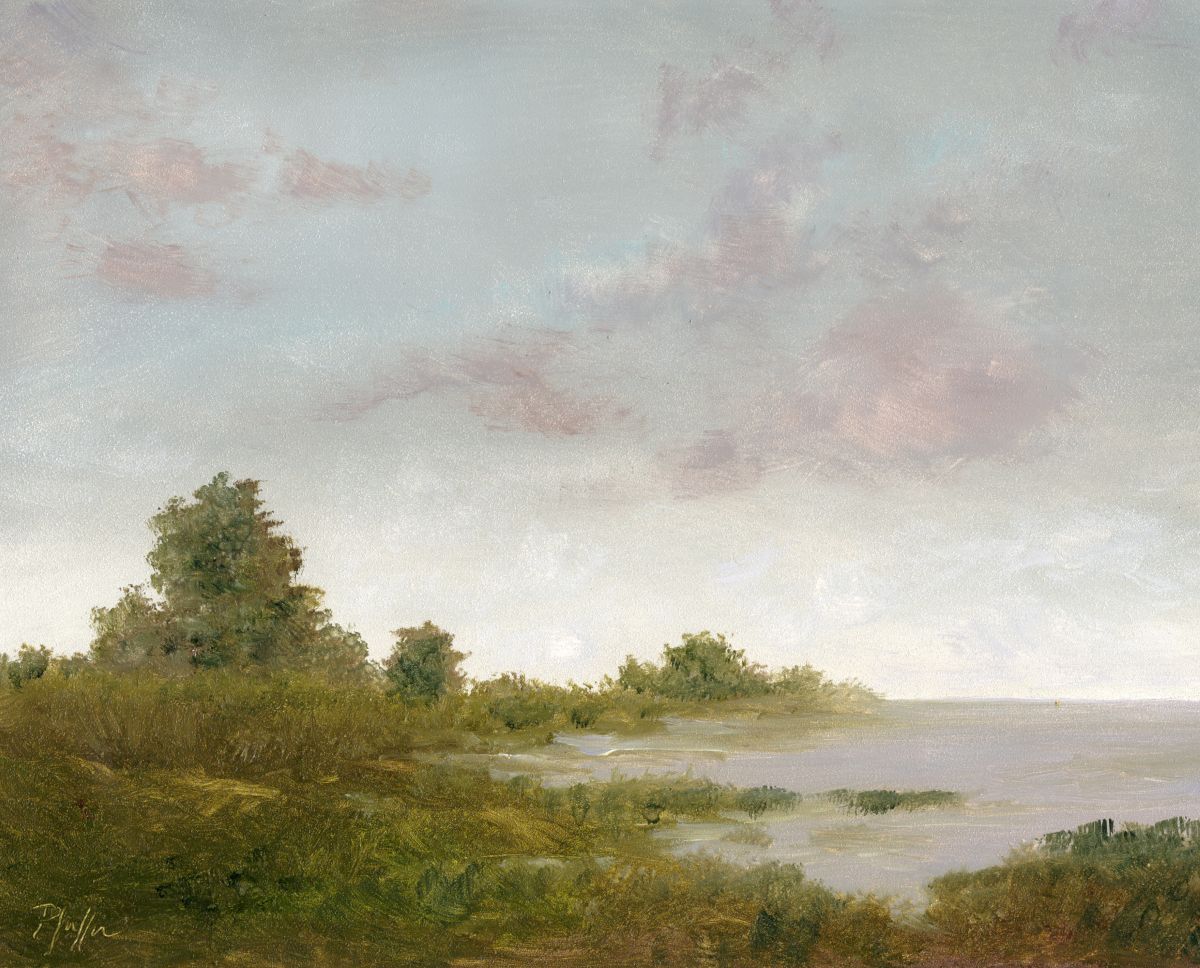 TIM PFEIFFER - Cloudy Day on the Bay, oil on Panel, 8x10 (framed)
