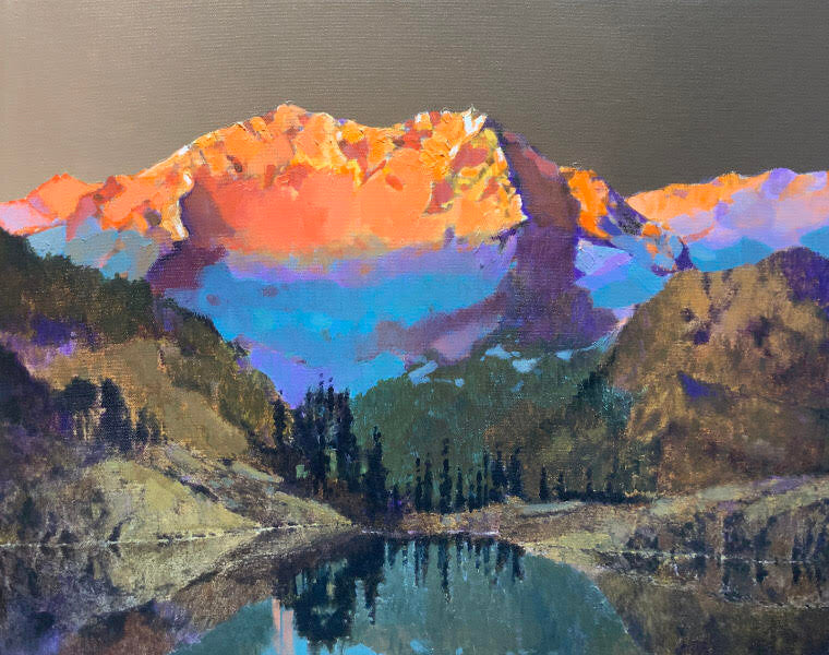 Prints available, original ***SOLD*** MAX HAYSLETTE - Color Study Olympic Sunset, 16x20 HMAC 1796