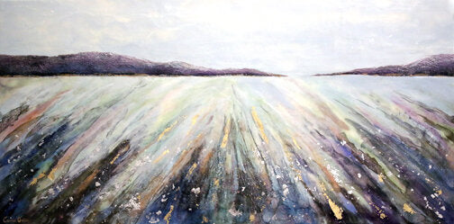 Prints available, original ***SOLD*** Carrie Goller - Convergence - Encaustic/Mixed Media 24x48