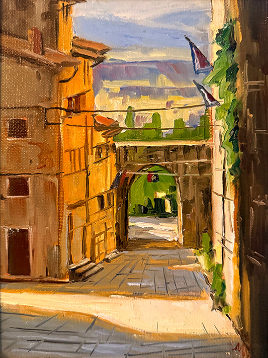 MAURY WEISS - Cortona Italy, Original Plein Air Oil on Panel, 6x8