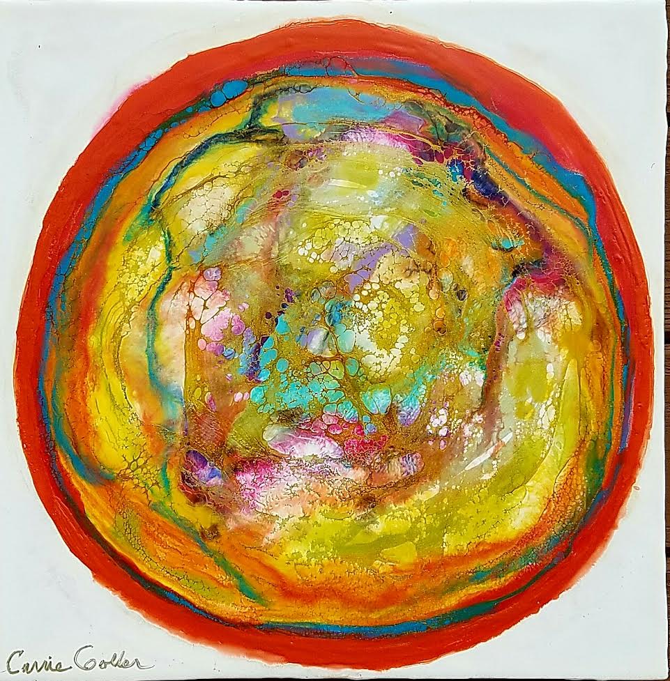 Prints available, original***SOLD***Bouquet IV - Encaustic/Mixed Media 10x10