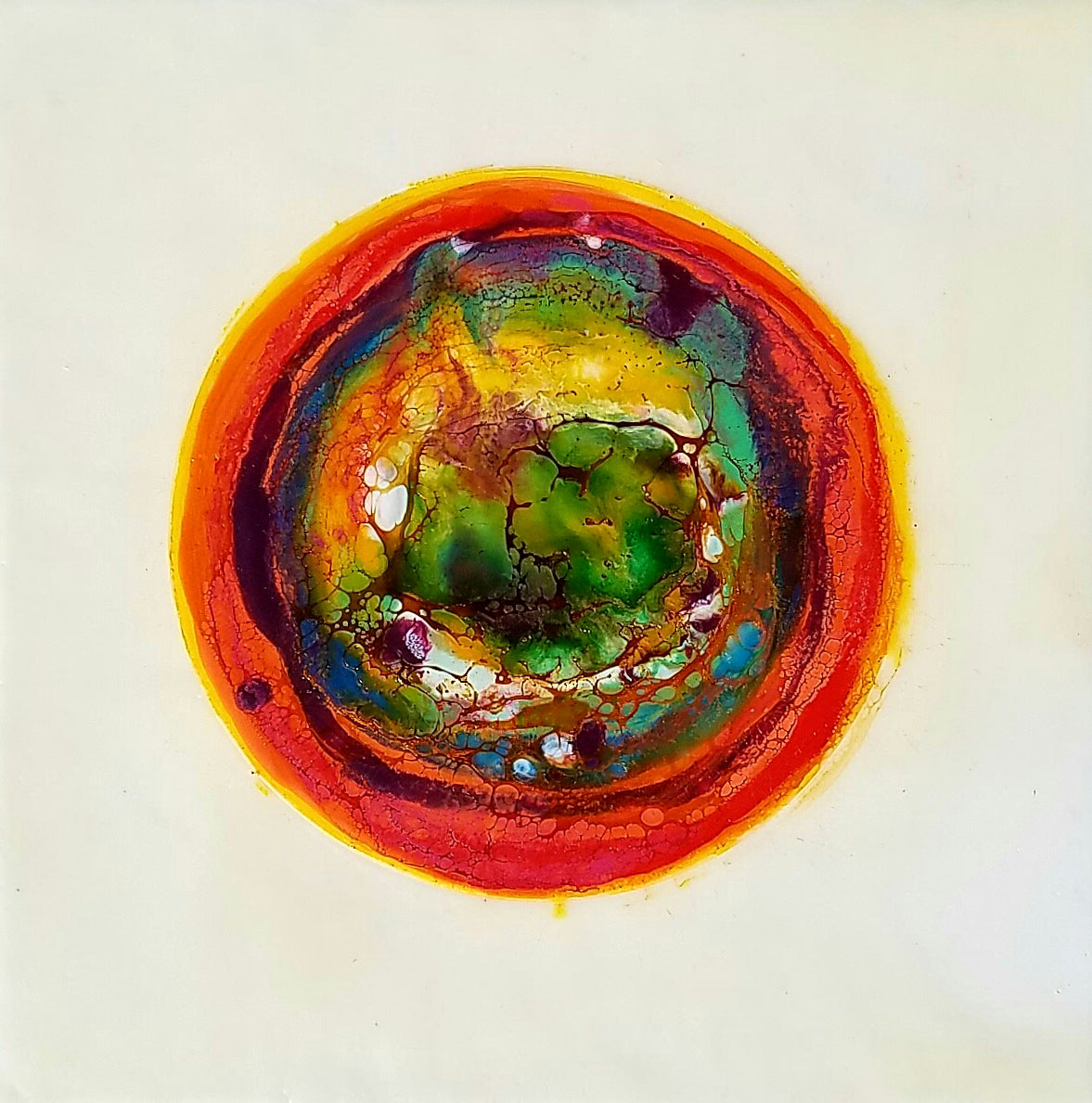 Prints available, original***SOLD***Cosmos III - Encaustic & Mixed Media 12x12 on a 1.75" wood panel, ready to hang