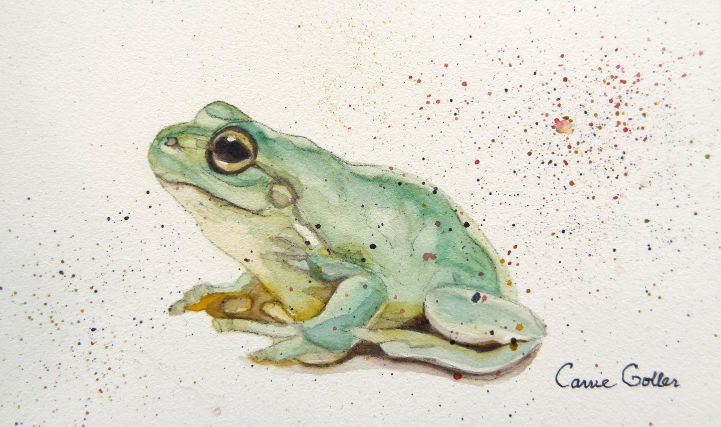 Prints available, original ***SOLD*** Croaker - Watercolor 3 x 5 on a wood board