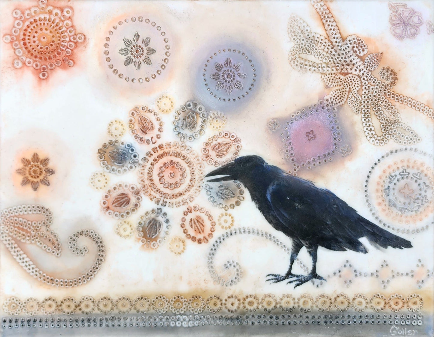 ***SOLD*** Carrie Goller - Cuervo XVI, mixed media/encaustic 11x14