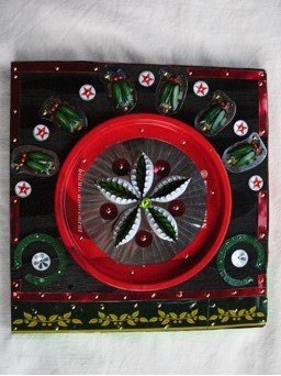 Loran Scruggs - 6 Insects Motif, 8x8 - Recycled Tin Art