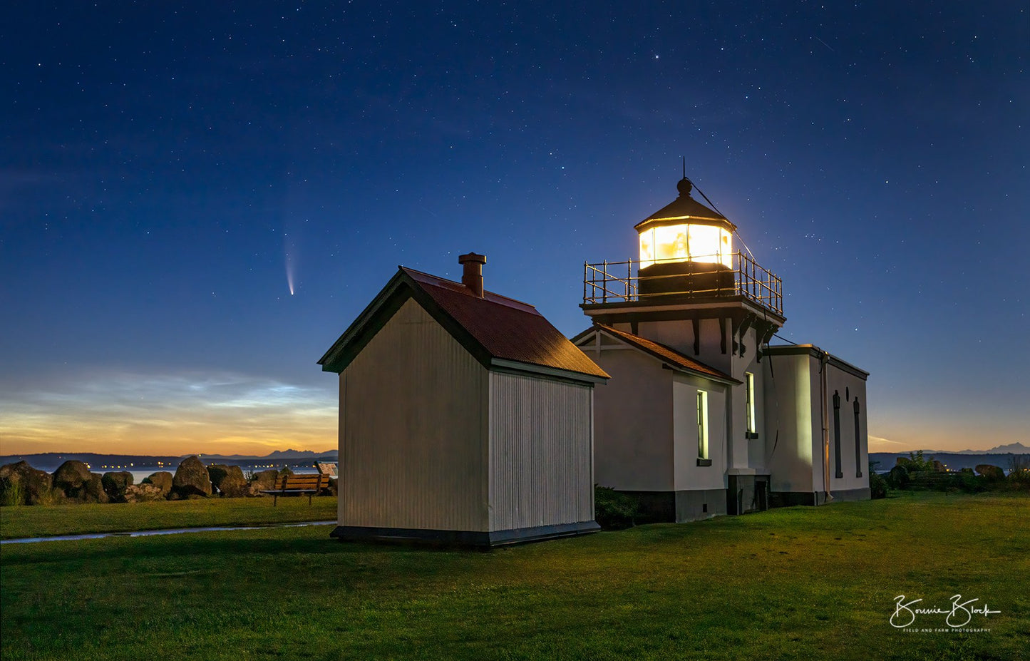 Point No Point Lighthouse and Comet Neowise - Hansville, Wa.