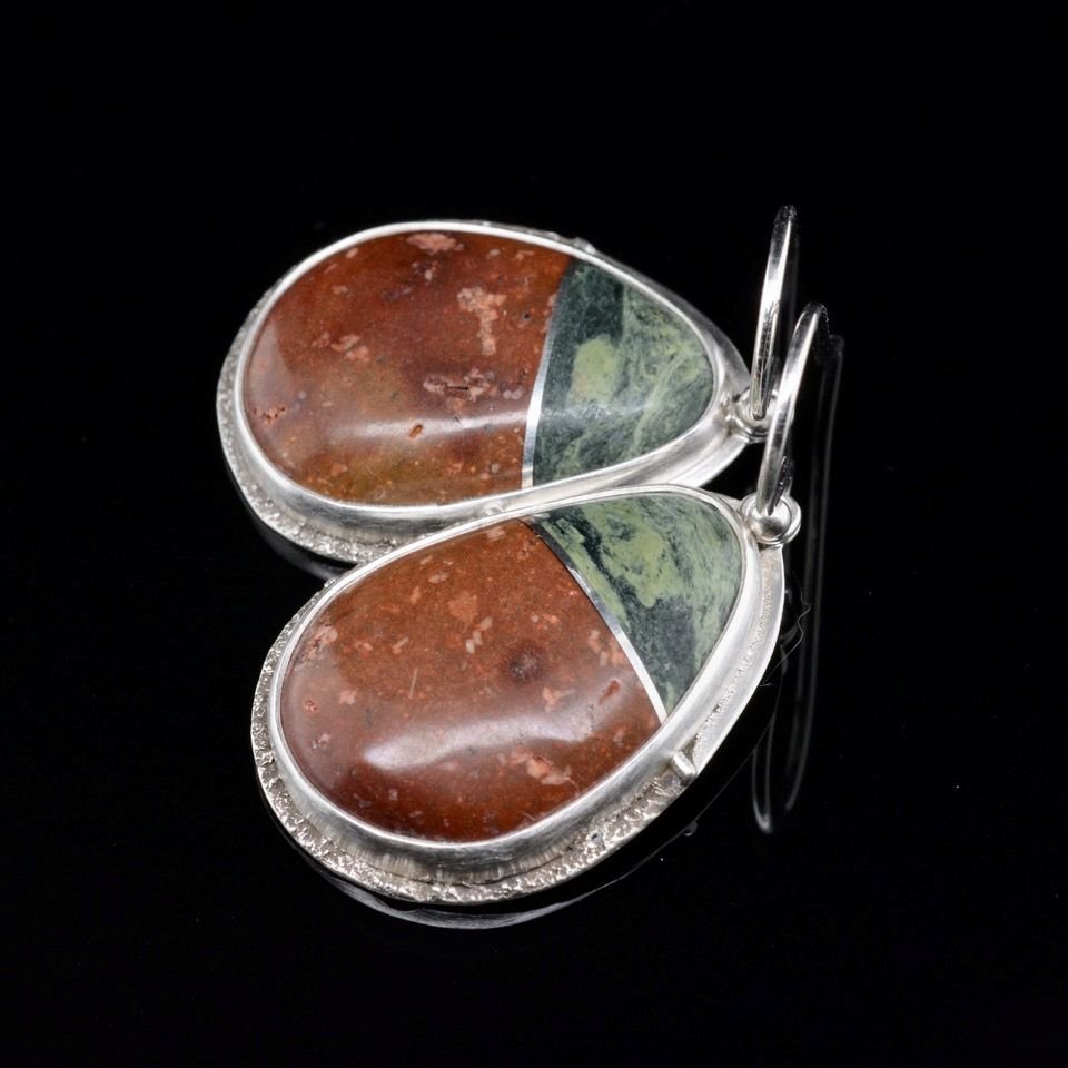 Jody Lyle - Green Waved ad Red Beach Sterling Silver Earrings
