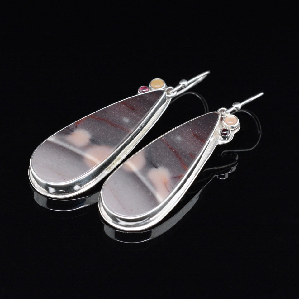 Jody Lyle - Lavender Sea Earrings, Jasper, fine and Argentium Silver Earrings, #3770