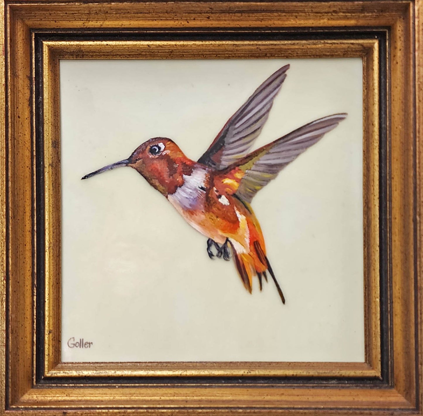 Prints available, original ***SOLD*** Carrie Goller - D'Artagnan, Oil/Encaustic 7x7 Framed