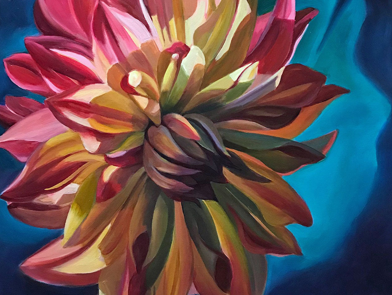 ***SOLD***SOPHIE FRIEDA - Dahlia Delight - Oil on Gallery Wrapped Canvas 22x28