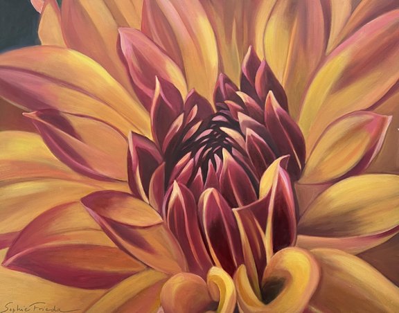 SOPHIE FRIEDA - Dahlia Delight, Oil on canvas 24x30
