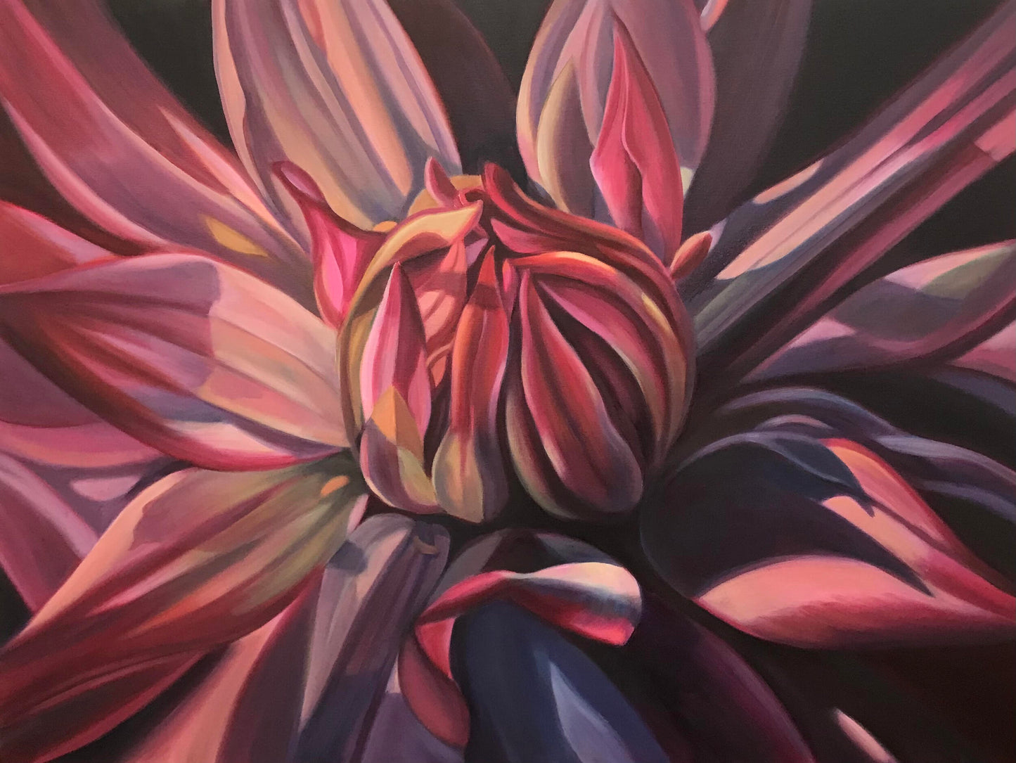 ***SOLD*** SOPHIE FRIEDA - Dahlia Drama, oil 30x40
