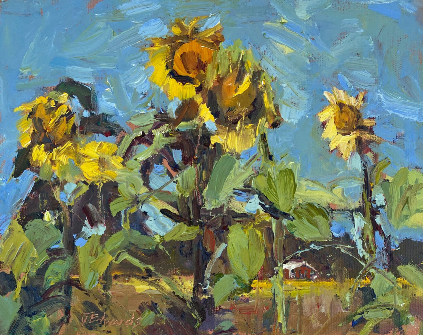 **SOLD*** JEANNE EDWARDS - Dancing, oil on panel (framed) 8x10