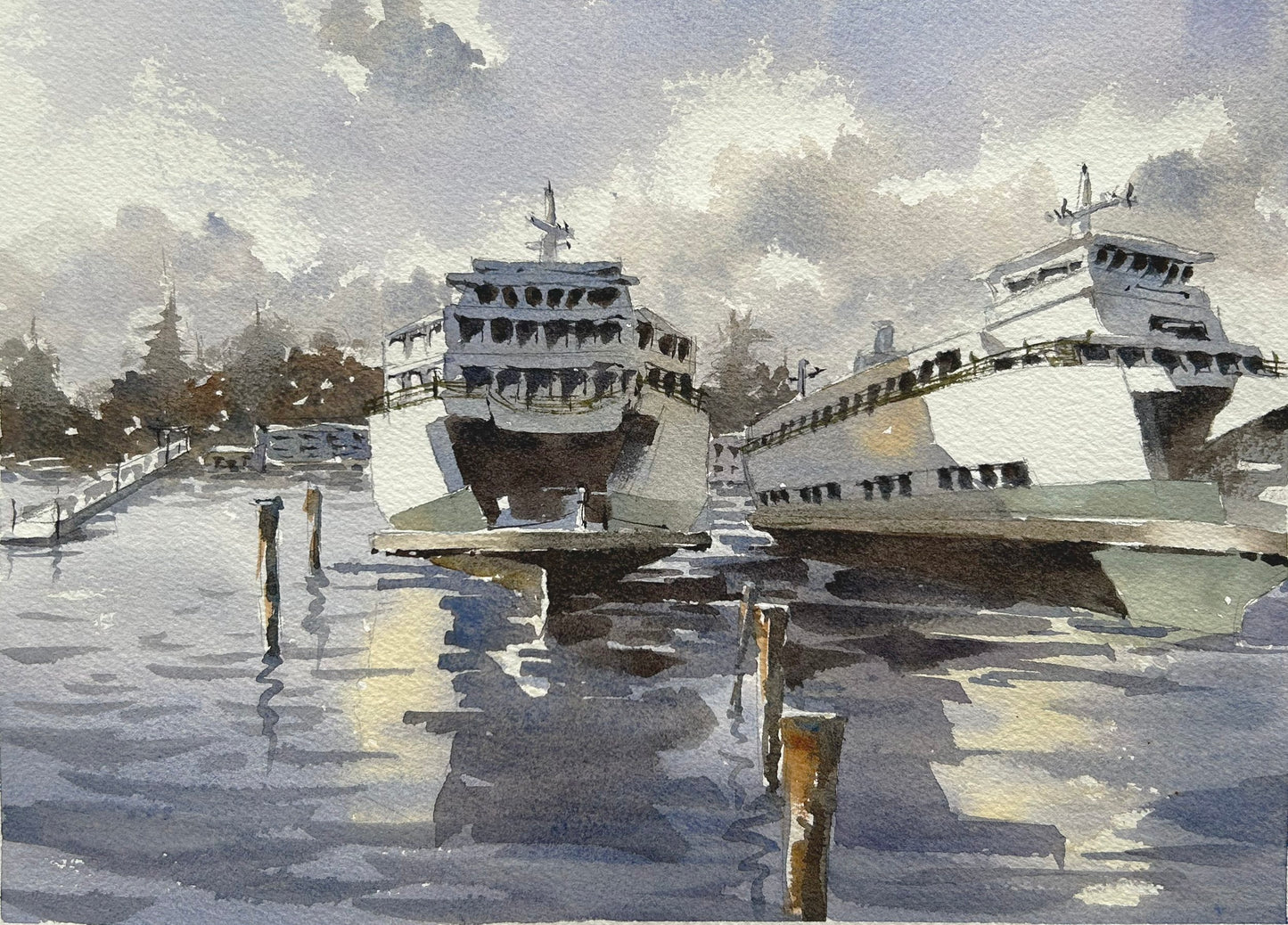 Ina Xi - Docked Ferries (Bainbridge Island) 16x12, prints
