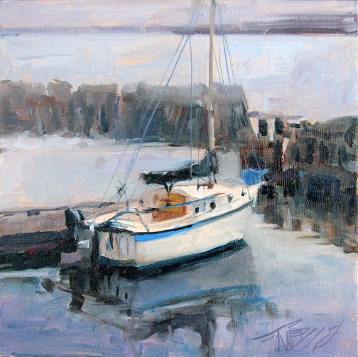 ***SOLD, Prints available*** ROBIN WEISS - Dockside, Port Townsend, plein air oil 10x10