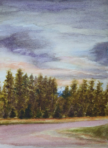 CARRIE GOLLER PRINTS - SEA, CITY, LAND SCAPES - TREE FARM original watercolor, 12x9