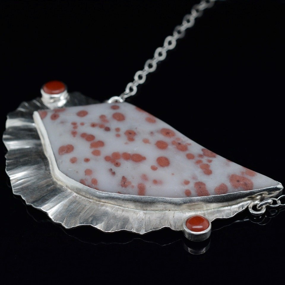 Jody Lyle - Dot Jasper Fan Necklace, Sterling Silver