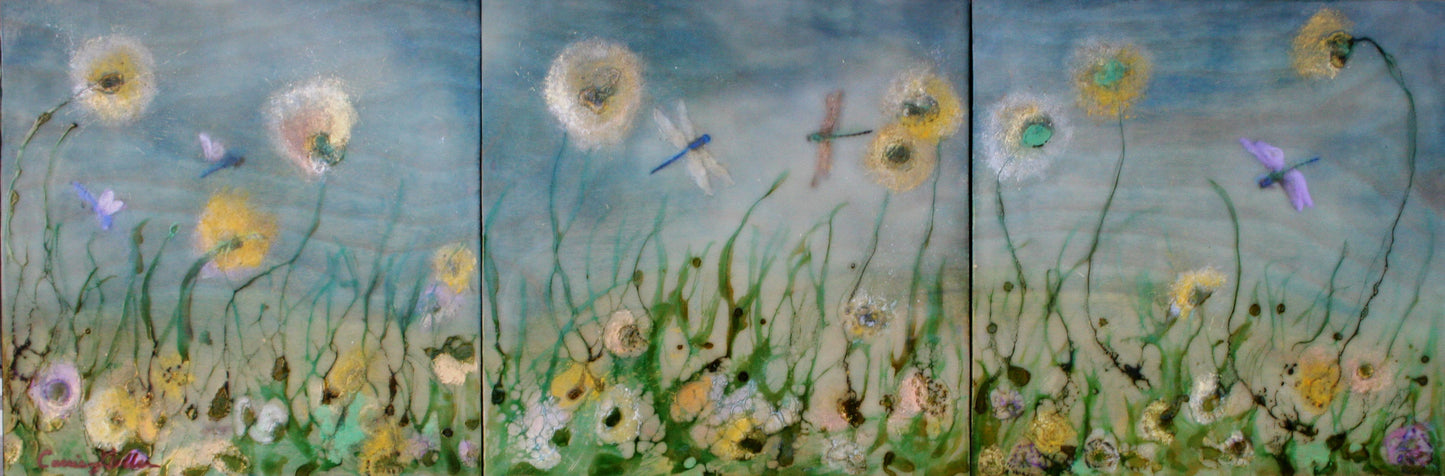 ***SOLD*** Idyllic 50 - Encaustic - 5x5 on wood block