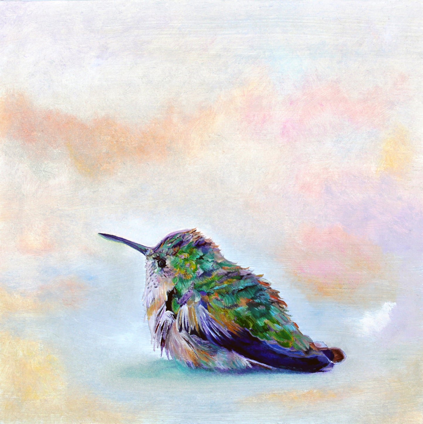 CARRIE GOLLER PRINTS - BIRDS - DUMPLING       original oil, 8x8