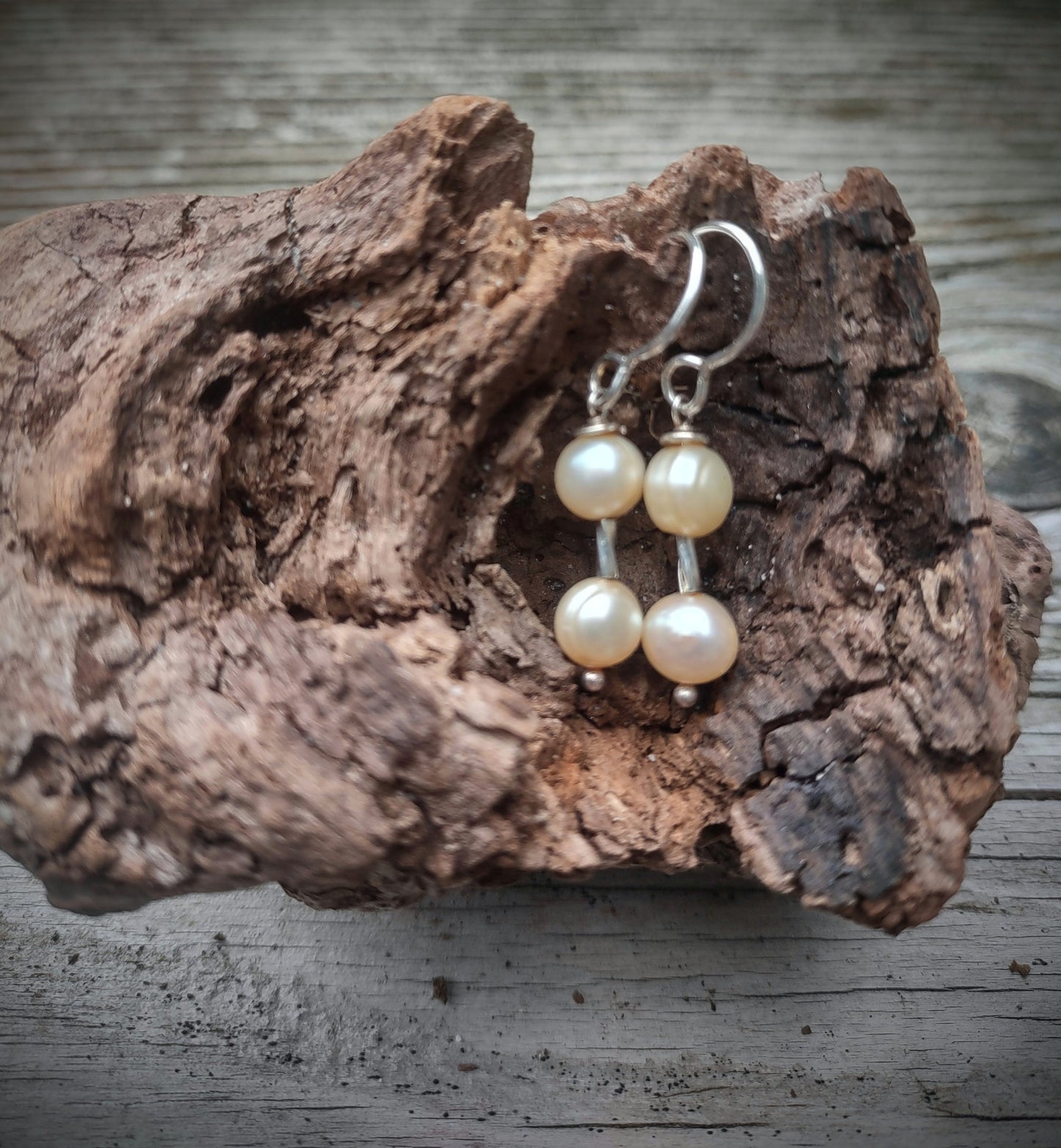 ***SOLD***E110 Debra Saldivar - Earrings Freshwater Pearl, Sterling Silver