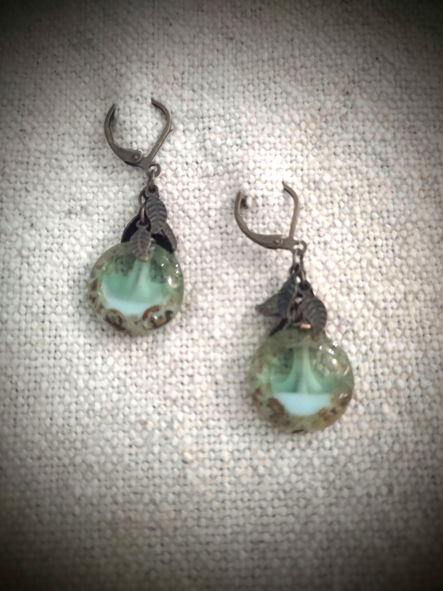 ***SOLD***E1836 Debra Saldivar - Earrings Czech Glass, Vintaj Brass
