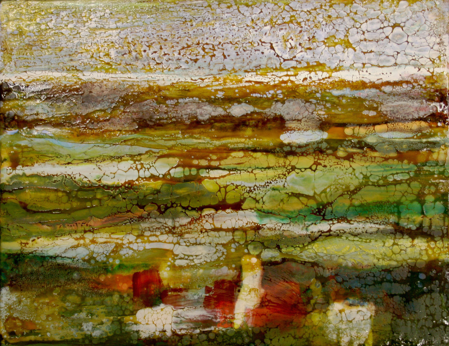 Prints available, original ***SOLD*** Earth Sky II, Encaustic/Mixed Media 11x14