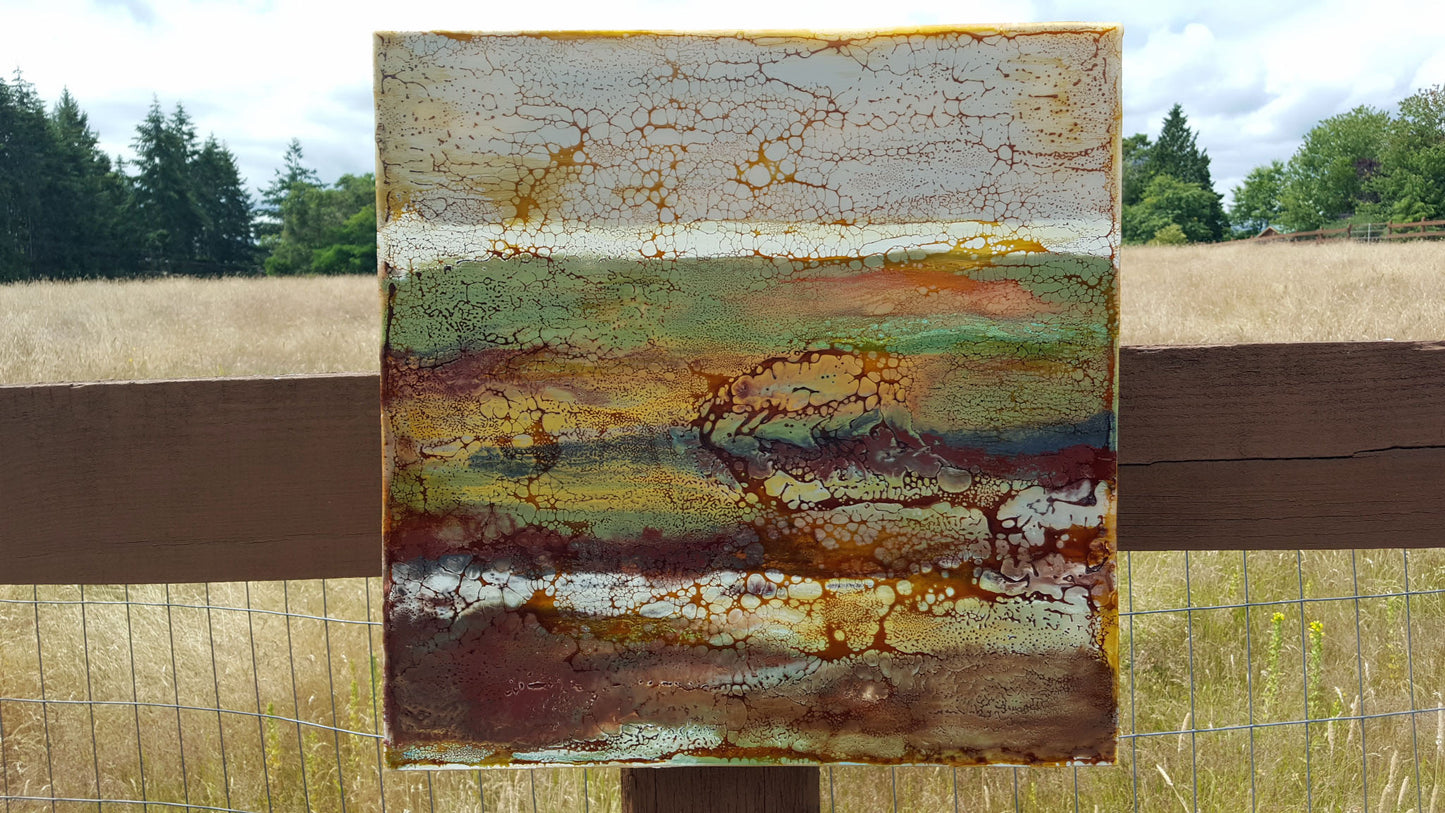 Prints available, original ***SOLD*** EarthSky V - Encaustic/Mixed Media 18x18