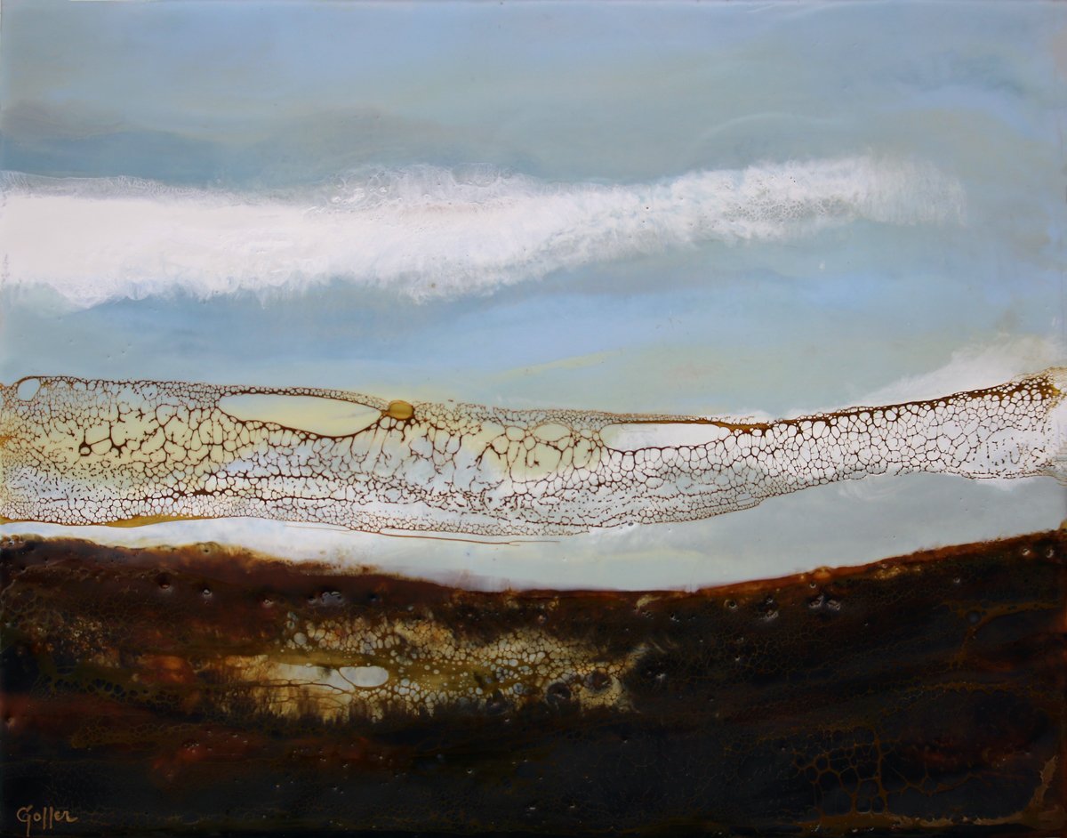 Carrie Goller - Earth Sky Sea, encaustic/mixed media 11x14