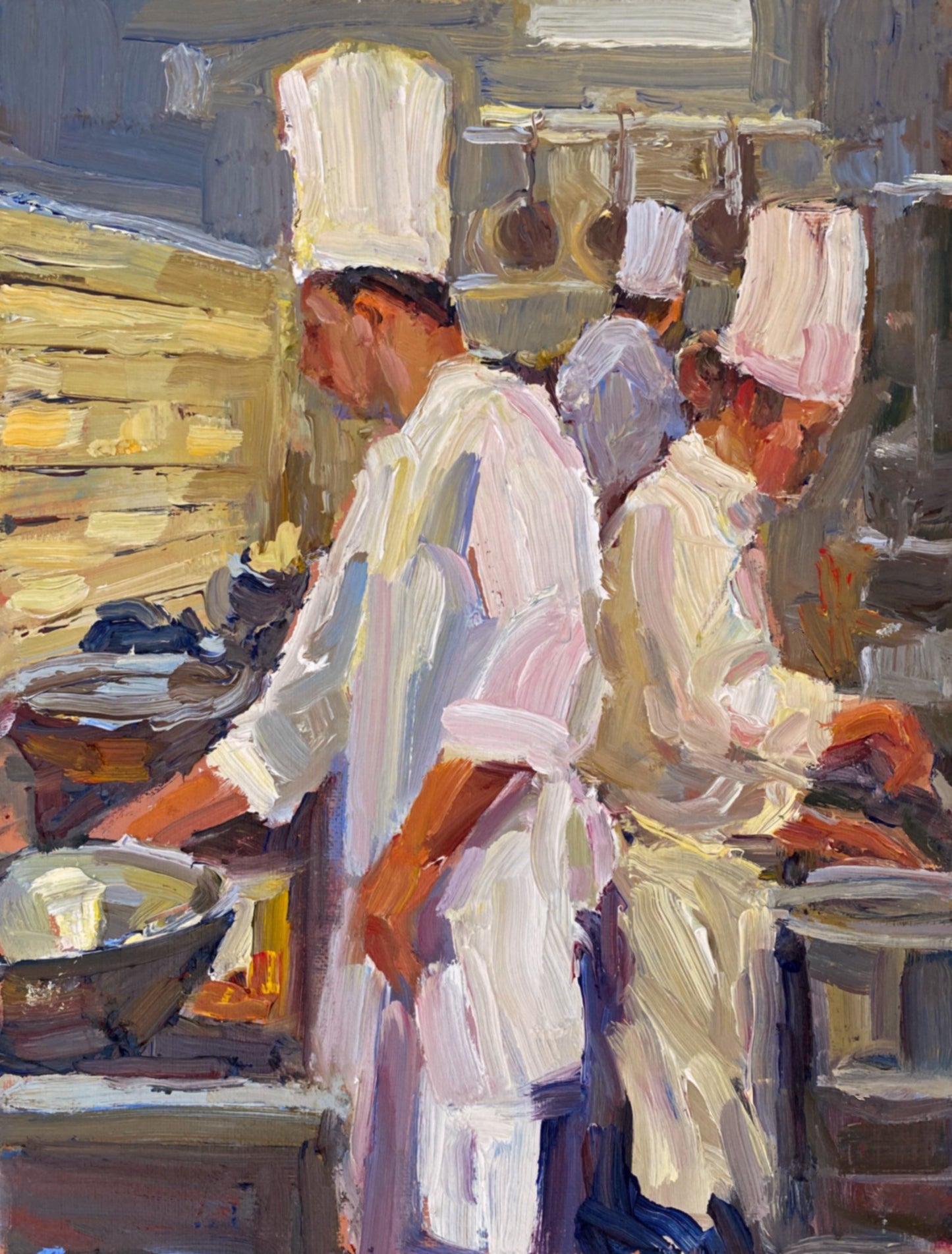 ***SOLD*** JEANNE EDWARDS - City Cuisine, oil on panel (framed) 9x12