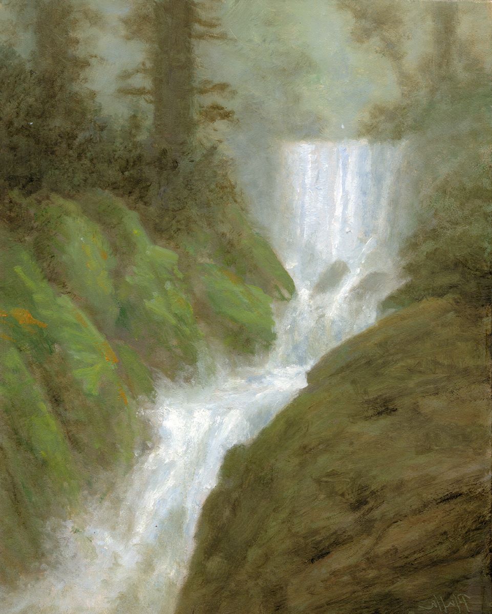 TIM PFEIFFER - Falls, oil on archival wood panel 10x8 (framed)Not currently in gallery-Please request viewing