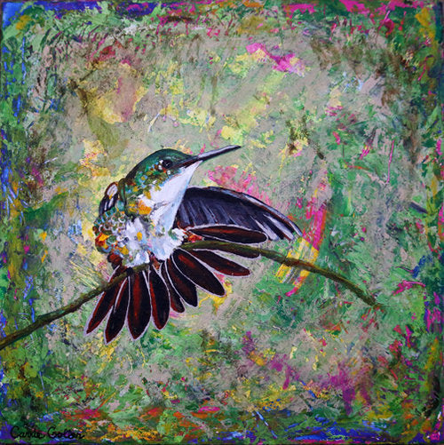 CARRIE GOLLER PRINTS - BIRDS - FANTAIL      original acrylic, 8x8