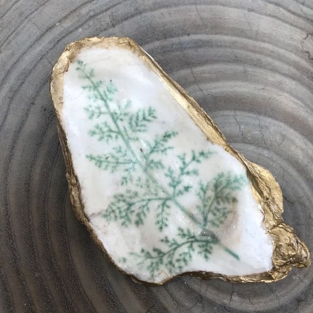 ***SOLD***Hood Canal Seashell - Oyster with 18k Gold Trim - Carrie Goller